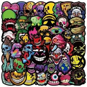 50pc Trippy Horror Skull Sticker Pack For Men Decal Lot Laptop & Phone Case - Picture 1 of 3