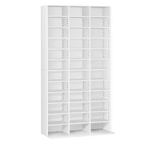 528 DVD 1116 CD Storage Shelf Rack Cupboard Bookshelves Unit Bluray Wooden White - Picture 1 of 16