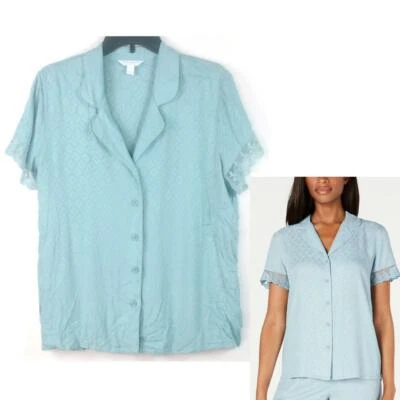 Charter Club Lace-Trim Pajama Top Stone Blue Choose Size Lounge New - Image 1 of 4