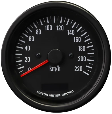 VD 85mm 3-3/8" Electrical Speedometer Odometer 220 KMH White LED Black Bezel - Image 1 of 4