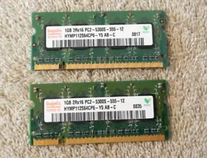 2GB (2x1GB) HYNIX PC2-5300 DDR2-667 2Rx8 MATCHING Laptop RAM Memory - Picture 1 of 1