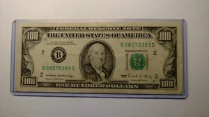 FR-2172-L $100.00 1988 Federal Reserve Note. B 2 New York Bank District. - Picture 1 of 2