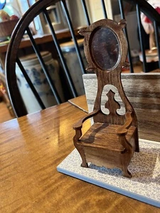 Dollhouse Miniature Artisan Country Wood HALL SEAT HAT RACK W/Mirror Artist Made - Picture 1 of 12
