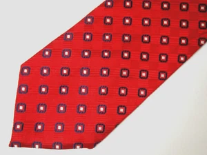 Tasso Elba Mens Necktie Tie Red Blue White Geometric Thick Silk 58" - Picture 1 of 4