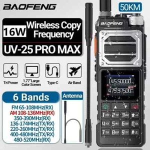 Walkie Talkie Baofeng UV-25 PRO MAX 16W Banda de Aire AM Nuevas Bandas Completas Jamón Reino Unido NOAA - Imagen 1 de 7