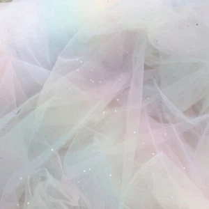 Soft Rainbow Tulle Fabric with Glitter for  Wedding Dress, Prom , Girl Dress - Picture 1 of 10