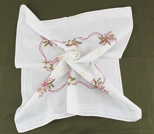 Manta central algodón Navidad manta vela bordada a mano 80x80 cm - Imagen 1 de 3