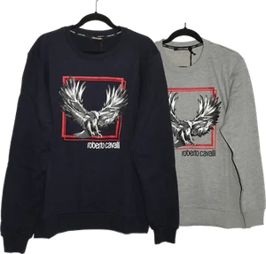 ROBERTO CAVALLI Herren Sweatshirt Eagle Graphic Italy Pullover Grau & Navy Neu mit Etikett - Bild 1 von 13