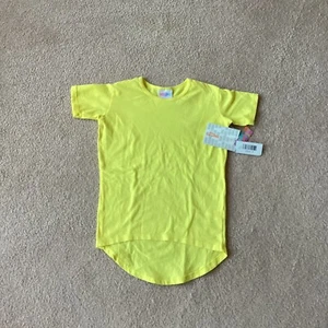 NWT LULAROE GIRLS 4 GRACIE SHORT SLEEVED PULLOVER TOP, YELLOW, BRIGHT - Picture 1 of 2