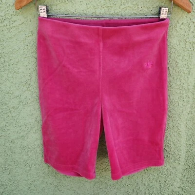 Pantalones Cortos de Motociclista Juicy Couture Terciopelo Difuso Talla S Cintura Elástica Rosa Caliente Foto 1 de 4
