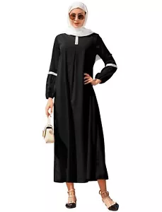 Muslim Abaya Hijab Dress for Women Casual Sequin Sundress Ramadan Dubai Kafta... - Picture 1 of 7