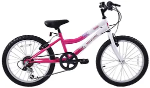 Kids Girls Bike Sparkle 20" Wheel Mountain Bike 6 Speed White Pink Age 7+ - Picture 1 of 7