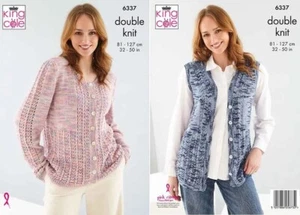 King Cole DK Knitting Pattern - 6337 Ladies Cardigan & Waistcoat (2 Designs) - Picture 1 of 3