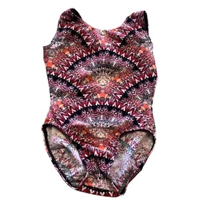 Mondor Ikat Print Purple + Orange Girls One Piece Swimsuit Size 4/6 - Picture 1 of 3