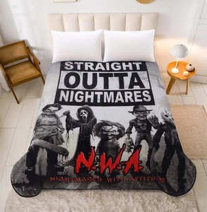 Plush Queen Size Blanket - Extremely Soft - STRAIGHT OUTTA NIGHTMARES - Picture 1 of 3