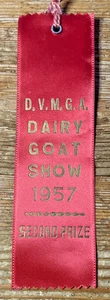 Vintage Fair Ribbon 1957 D.V.M.G.A. Dairy Goat Show Delaware Valley Meat 2nd - Bild 1 von 4