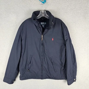 Polo Ralph Lauren Hooded Bomber Jacket Mens L Fleece Lined Pony Logo Zip-Up - Picture 1 of 10
