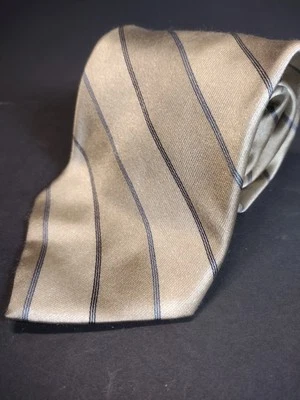 Corbata de seda dorada Emmanuel Ungaro a rayas negra y azul  Foto 1 de 4