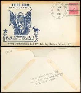 1941 *SCARCE* THIRD TERM INAUGURATION Cover, FRANKLIN D ROOSEVELT, NAVY HOSP CDS - Picture 1 of 1