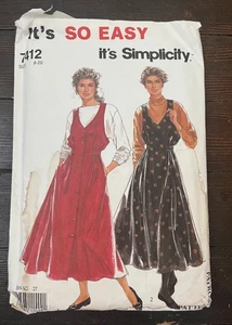 Simplicity 7412 Vintage 90er Pullover wadenlang vorne Falten lockere Passform Größe 8-20 UC - Bild 1 von 4