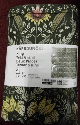 Juego de Funda Nórdica IKEA Karrdunort, King, Verde Oscuro Floral, 40536330, Nuevo Foto 1 de 4
