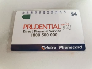 Tarjeta telefónica Australia Telstra $4 servicio financiero directo prudencial sin usar - Imagen 1 de 2