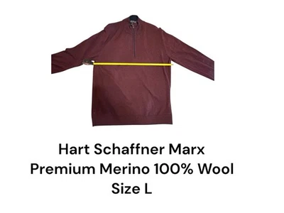 Hart Schaffner Marx Extra Fine Merino Wool 1/2 Zip Sweater Mens Burgundy Size L - Image 1 of 4