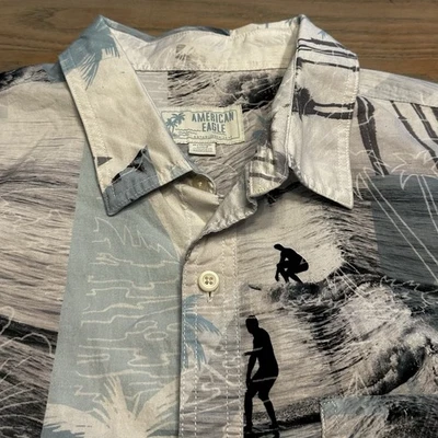 Camisa corta American Eagle abotonada para hombre XL surf hawaiana playa surfista Slv Foto 1 de 4