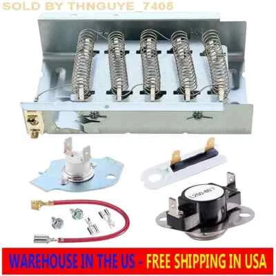 NED4600YQ1 Amana Dryer Heating Element Kit w/ Thermostat Part W10724237 3398064 - Image 1 of 2