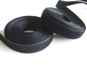 HQG, 20MM, BLACK SEW ON HOOK & LOOP FASTENER, 10 METRE SET, FREE P&P - Picture 1 of 3