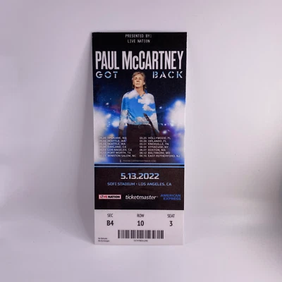 Paul Mccartney 2022 Got Back Tour Replica Ticket Stub Customizable - Image 1 of 2