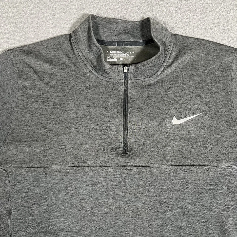 Nike Sweater Mens Large Gray Tour Performance Golf 1/4 Zip Pullover Wool Blend - Image 1 of 4