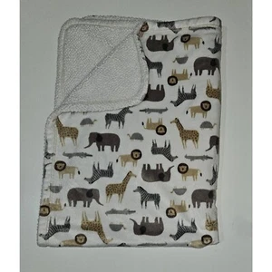Carter's Safari Baby Blanket Zebra Lion Giraffe Elephant Alligator Gray Brown - Picture 1 of 6