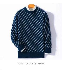 Men's Winter Round Neck Cashmere Sweater 100% Wool Thickened Blouse Office Shirt - Bild 1 von 21