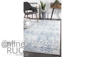 BLUE IVORY FLOOR RUG TRIBAL GEOMETRIC PATTERN DIAMOND MODERN - 160 x 230 CM - Picture 1 of 6