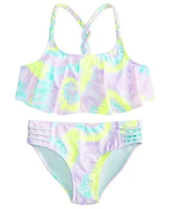 Breaking Waves Big Girls Size 16 2-Pc Sweet Spirals Tie Dye-Print Swimsuit - Picture 1 of 2