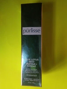 PURLISSE BLUE LOTUS SEED MUD MASK EXFOLIANT 10 MINUTE FACIAL NEW SEALED IN BOX - Picture 1 of 5