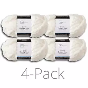 Mainstays Chunky Chenille Yarn, 31.7 yd, Ivory, Super Bulky, Pack of 4 - Picture 1 of 2