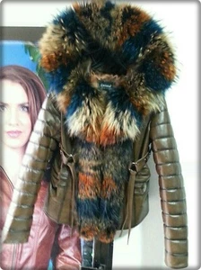 100% Echt Pelz Leder Fell Luxus Moderne Jacke - Bild 1 von 1