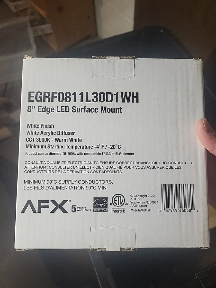 Luz de disco LED AFX 8" EGRF0811L30D1WH 120V 3000K borde blanco Foto 1 de 1