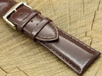 Correa de reloj vintage de cuero sin usar con hebilla tono plateado deBeer Europa 24 mm NOS Foto 1 de 4