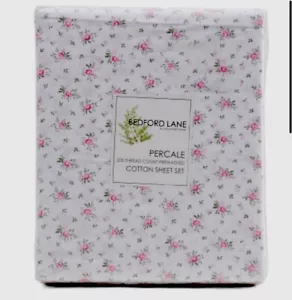 BEDFORD LANE MELANGE HOME PERCALE Pink Floral QUEEN Sheets NEW Farmhouse Cottage - Picture 1 of 6