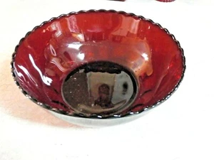 ANCHOR HOCKING RUBY RED THUMPRINT SERVING BOWL-8" IN DIAMETER - Picture 1 of 7