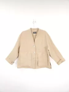 OSKA Jacket Womens Size 2 UK 12 Linen Beige Button Up Lagenlook Relaxed Chore - Picture 1 of 12