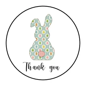30 1.5" THANK YOU EASTER BUNNY LABELS ROUND STICKERS ENVELOPE SEALS - Picture 1 of 1