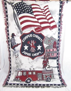 Corpus Christi Fire Department Woven Tapestry Flag Throw Blanket 70" x 46" - Picture 1 of 6