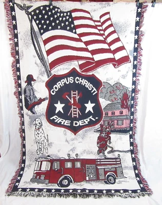 Manta tejida tapiz bandera del departamento de bomberos de Corpus Christi 70" x 46" Foto 1 de 4