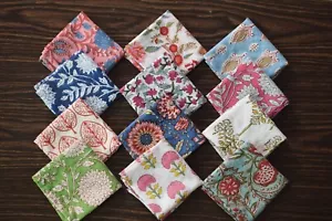 Assorted Hand Block Floral Print Napkins 100 % Cotton Dinner Table Cloth Napkins - Picture 1 of 8