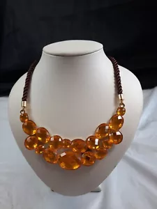 Gold Faceted Rhinestone Crescent Shaped Collar Necklace Costume Jewellery PI002 - Picture 1 of 4
