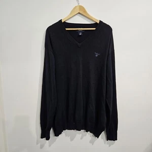Gant Premium Cotton Navy Blue Sweater V-Neck Mens Size 2XL XXL Jumper - Picture 1 of 9